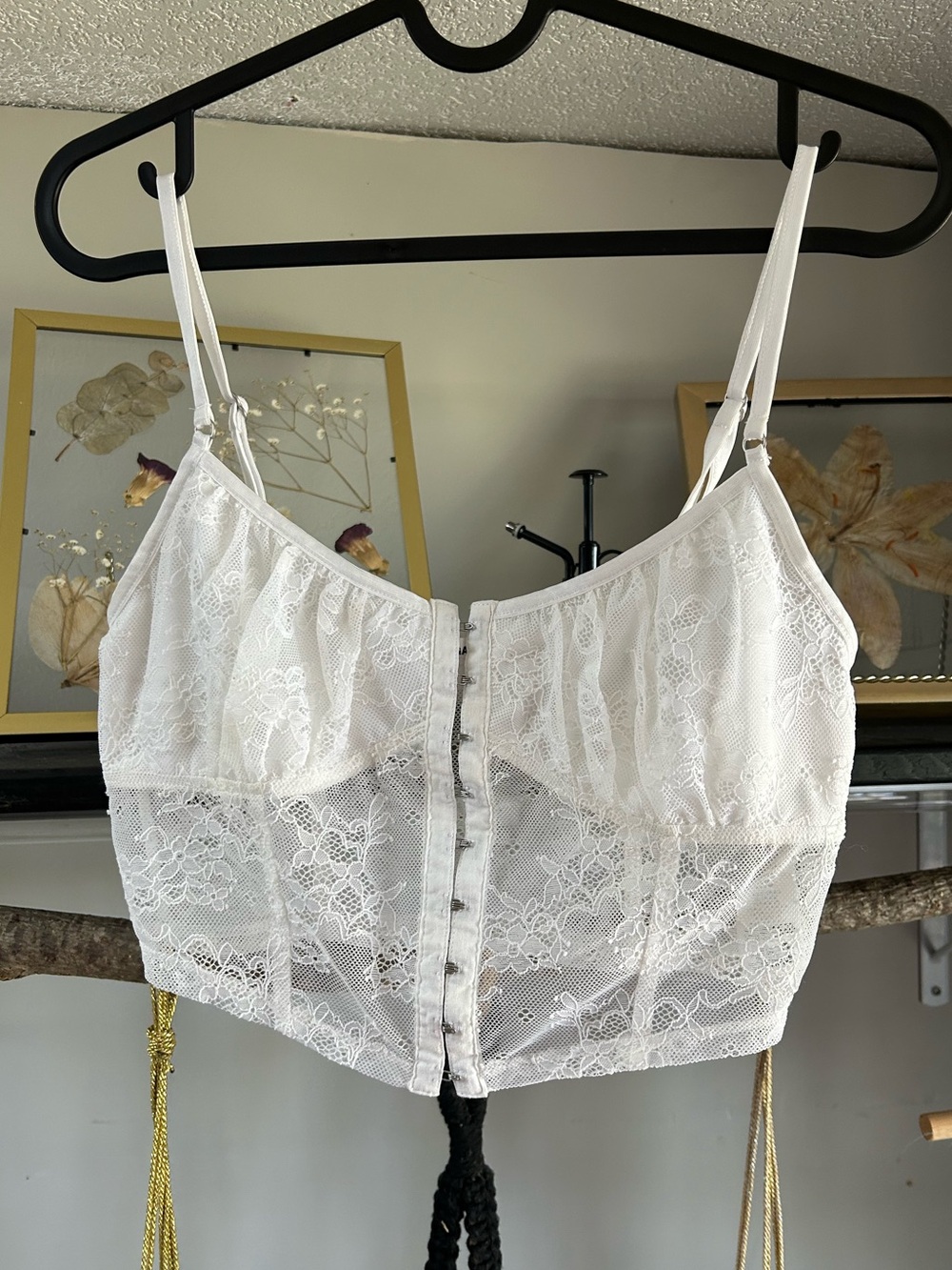White Lace Bustier Crop Top - Garage